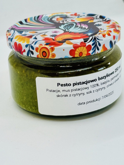 Rzemieślnicze pesto bazyliowo - pistacjowe w słoiku 350 ml