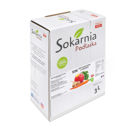 Sok 100% WARZYWNE TRIO z jabłkiem: Jabłko, Jarmuż, Marchew i Pietruszka (dawniej antybiotyk) 3L
