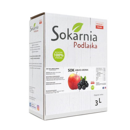 Sok 100% jabłkowy tłoczony z aronią 3L