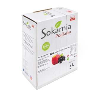 Sok 100% jabłkowy tłoczony z czarną porzeczką 3L