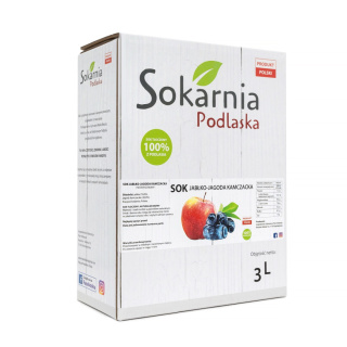 Sok 100% jabłkowy tłoczony z jagodą kamczacką 3L