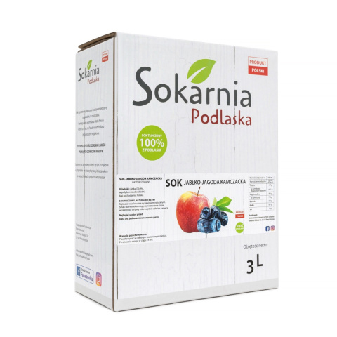Naturalny sok 100% jabłko - jagoda kamczacka Naturalny sok 100% jabłko - jagoda kamczacka