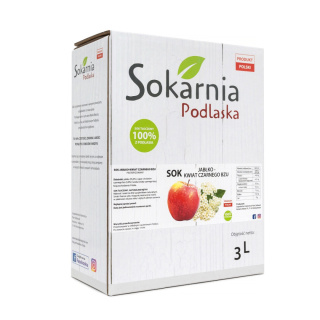 Sok 100% jabłkowy tłoczony z kwiatem czarnego bzu 3L