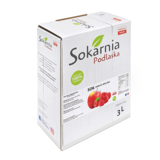 Sok 100% jabłkowy tłoczony z maliną 3L