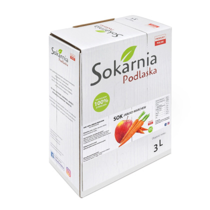 Sok 100% jabłkowy tłoczony z marchewką 3L