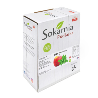 Sok 100% jabłkowy tłoczony z miętą ogrodową 3L
