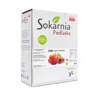 Sok 100% jabłkowy tłoczony z tłoczony z rabarbarem 3L