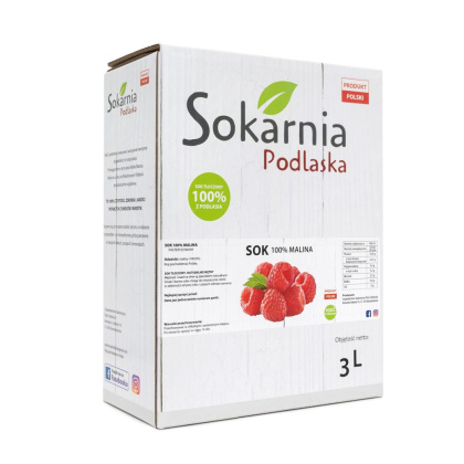 Naturalny sok 100% malina 3L