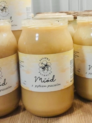 Miód wielokwiatowy z pyłkiem pszczelim w słoiku 1100g