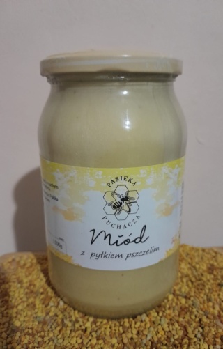 Miód wielokwiatowy z pyłkiem pszczelim w słoiku 1100g