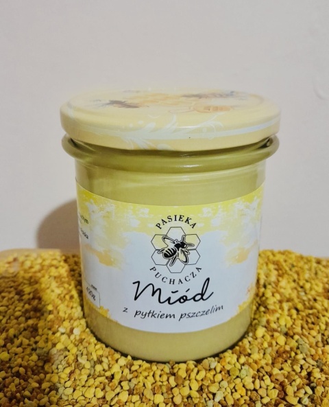 Miód wielokwiatowy z pyłkiem pszczelim w słoiku 420g
