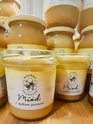 Miód wielokwiatowy z pyłkiem pszczelim w słoiku 420g