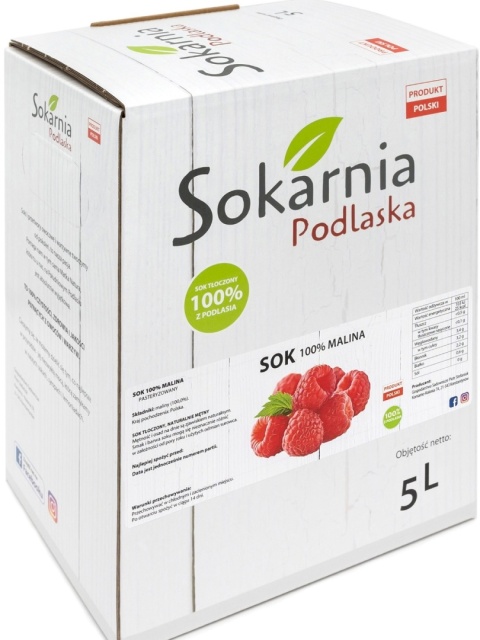Naturalny 100 % sok malina 5L