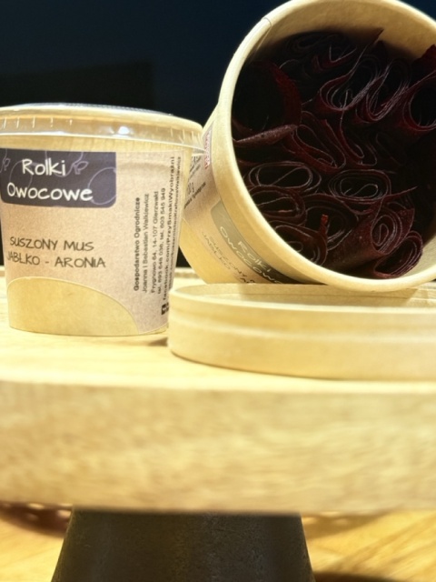Suszone rolki owocowe jabłko-aronia 100g i 30g