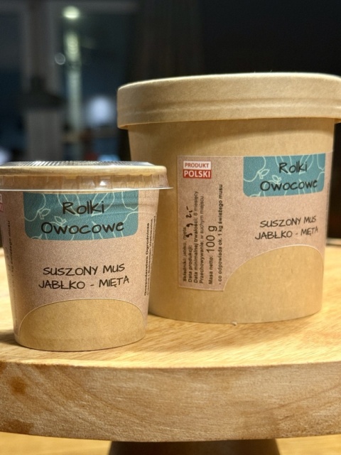 Suszone rolki owocowe jabłko-mięta 100g i 30g