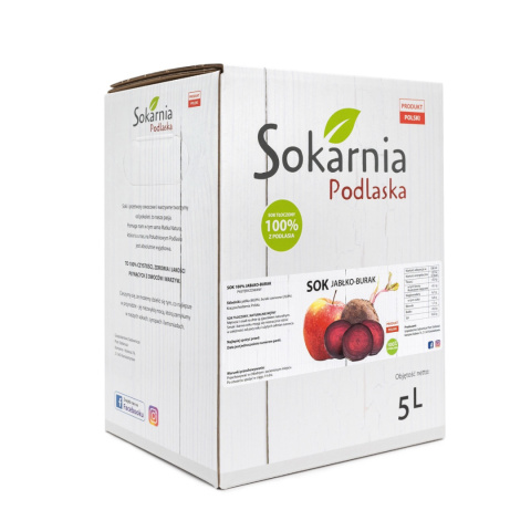 Sok 100% jabłkowy tłoczony z burakiem 5L Sok 100% jabłkowy tłoczony z burakiem 5L