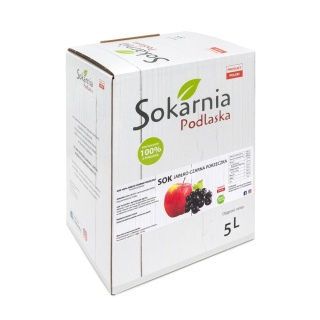 Sok 100% jabłkowy tłoczony z czarną porzeczką 5L