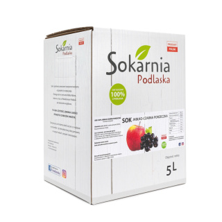 Sok 100% jabłkowy tłoczony z czarną porzeczką 5L