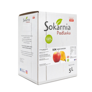 Sok 100% jabłkowy tłoczony z gruszką 5L