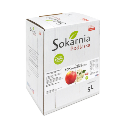 Sok 100% jabłkowy tłoczony z kwiatem czarnego bzu 5L