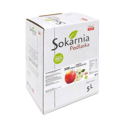 Naturalny sok jabłkowy z kwiatem czarnego bzu 5L Naturalny sok jabłkowy z kwiatem czarnego bzu 5L