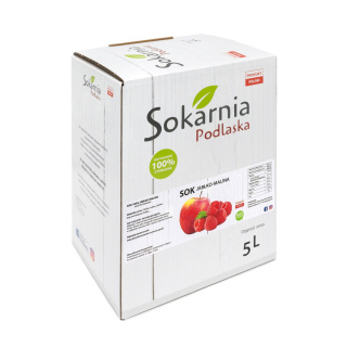Sok 100% jabłkowy tłoczony z maliną 5L