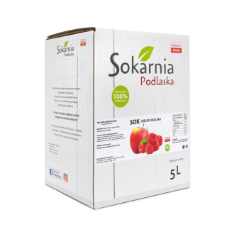 Sok 100% jabłkowy tłoczony z maliną 5L