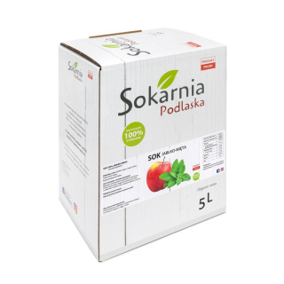 Sok 100% jabłkowy tłoczony z miętą ogrodową 5L