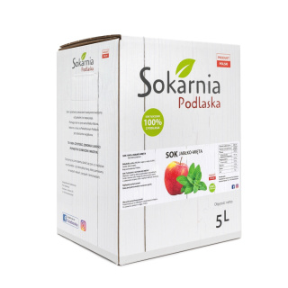 Sok 100% jabłkowy tłoczony z miętą ogrodową 5L