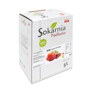 Sok 100% jabłkowy tłoczony z tłoczony z rabarbarem 5L