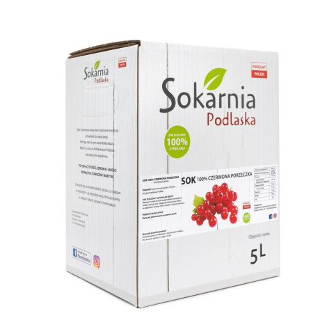 Naturalny sok 100 % czerwona porzeczka 5L Naturalny sok 100 % czerwona porzeczka 5L